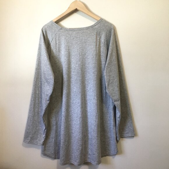 Heathered Grey Womens High Low Rose Gold Sequin Pocket Shirt 4X - Picture 2 of 15